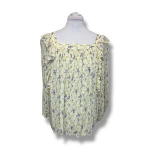 Chaps Ralph Lauren Women’s Long Sleeve Square Neck Floral Ruffle Peasant Top